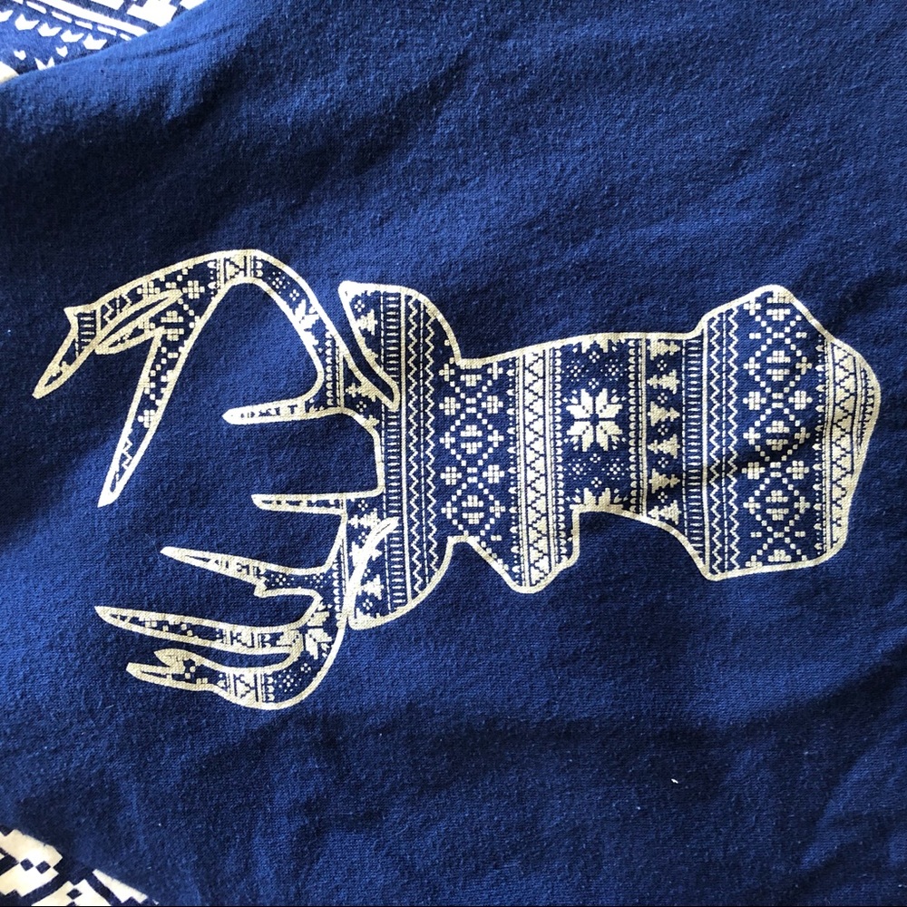 Navy blue reindeer holiday hoodie - Picture 3 of 6